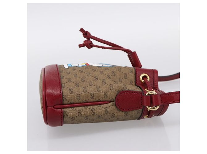 GUCCI Doraemon Micro GG Supreme Bag PVC Beige Gold 647801 Auth 201921SAM D'oro - vista 4