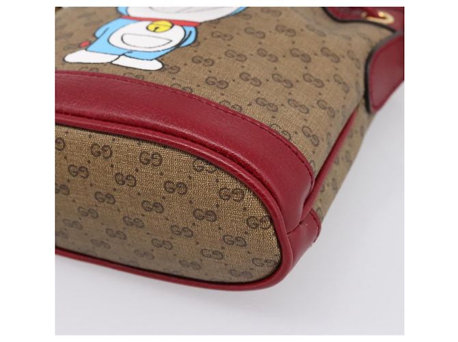 GUCCI Doraemon Micro GG Supreme Bag PVC Beige Gold 647801 Auth 201921SAM D'oro - vista 9