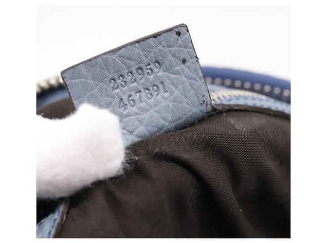 Borsa a tracolla GUCCI Bamboo in pelle blu e argento 232959 Auth 199519 - vista 12