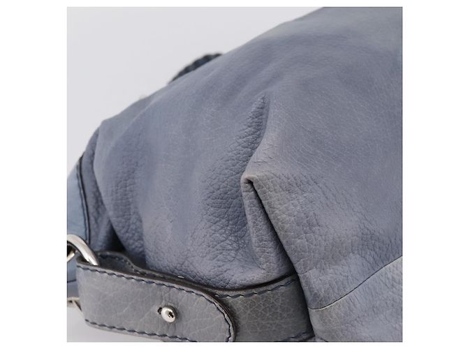 Borsa a tracolla GUCCI Bamboo in pelle blu e argento 232959 Auth 199519 - vista 16