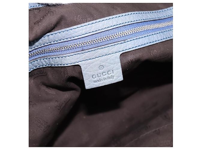 Borsa a tracolla GUCCI Bamboo in pelle blu e argento 232959 Auth 199519 - vista 17