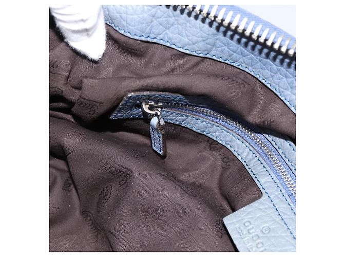 Borsa a tracolla GUCCI Bamboo in pelle blu e argento 232959 Auth 199519 - vista 20