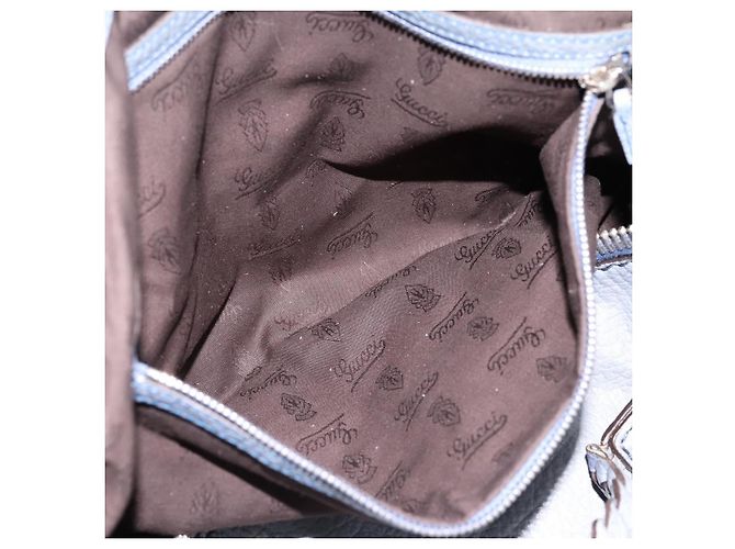 Borsa a tracolla GUCCI Bamboo in pelle blu e argento 232959 Auth 199519 - vista 21