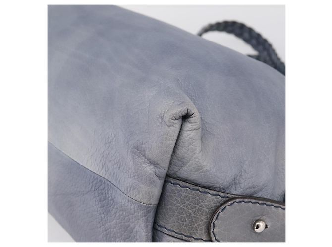 Borsa a tracolla GUCCI Bamboo in pelle blu e argento 232959 Auth 199519 - vista 9