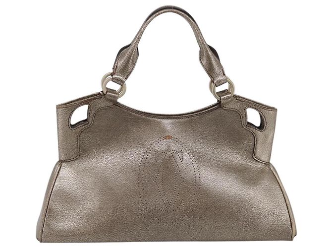 Borsa a mano CARTIER Marcello in pelle dorata Auth 201954 D'oro - vista 13