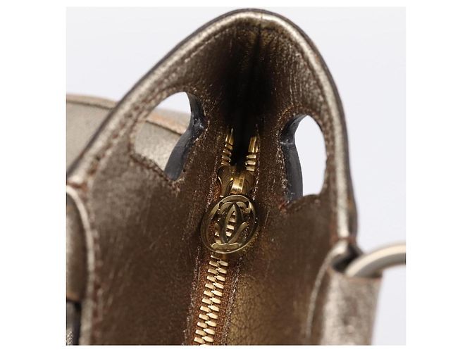 Borsa a mano CARTIER Marcello in pelle dorata Auth 201954 D'oro - vista 17
