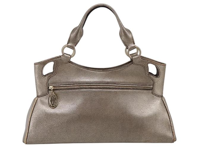 Borsa a mano CARTIER Marcello in pelle dorata Auth 201954 D'oro - vista 2