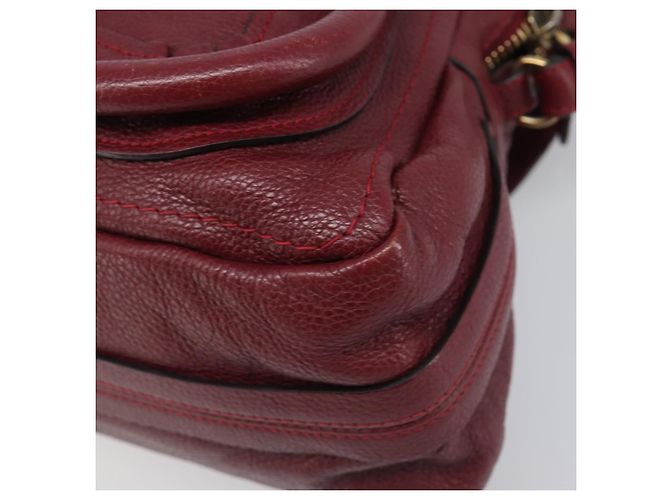 Chloé Borsa Chloe Paraty in pelle 2way Bordeaux Gold Auth BA15119 D'oro Bordò - vista 18