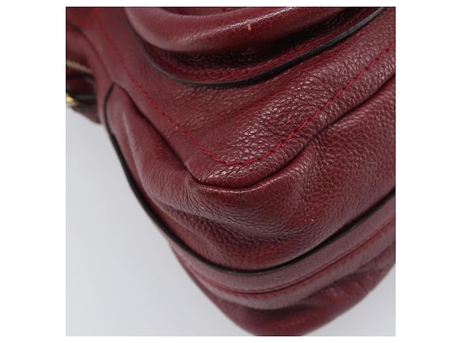 Chloé Borsa Chloe Paraty in pelle 2way Bordeaux Gold Auth BA15119 D'oro Bordò - vista 19