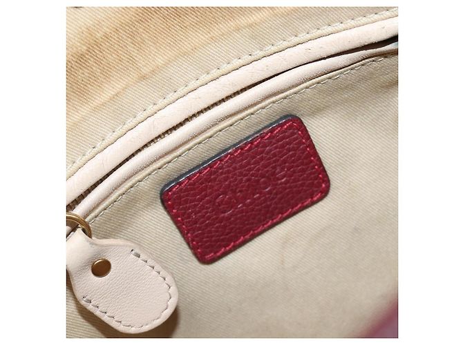 Chloé Borsa Chloe Paraty in pelle 2way Bordeaux Gold Auth BA15119 D'oro Bordò - vista 20