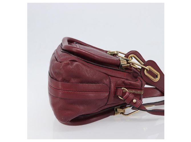 Chloé Borsa Chloe Paraty in pelle 2way Bordeaux Gold Auth BA15119 D'oro Bordò - vista 3