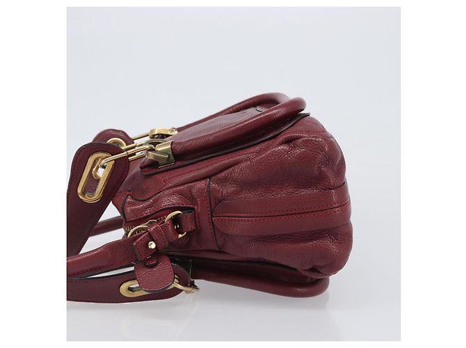 Chloé Borsa Chloe Paraty in pelle 2way Bordeaux Gold Auth BA15119 D'oro Bordò - vista 4