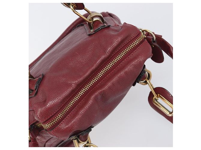 Chloé Borsa Chloe Paraty in pelle 2way Bordeaux Gold Auth BA15119 D'oro Bordò - vista 6