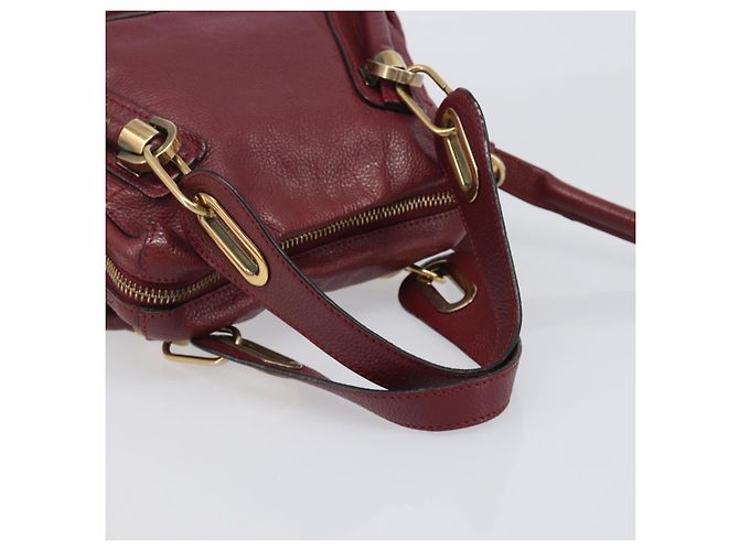 Chloé Borsa Chloe Paraty in pelle 2way Bordeaux Gold Auth BA15119 D'oro Bordò - vista 7
