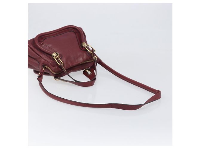 Chloé Borsa Chloe Paraty in pelle 2way Bordeaux Gold Auth BA15119 D'oro Bordò - vista 8