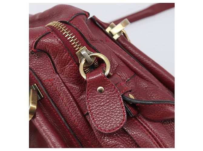 Chloé Borsa Chloe Paraty in pelle 2way Bordeaux Gold Auth BA15119 D'oro Bordò - vista 9
