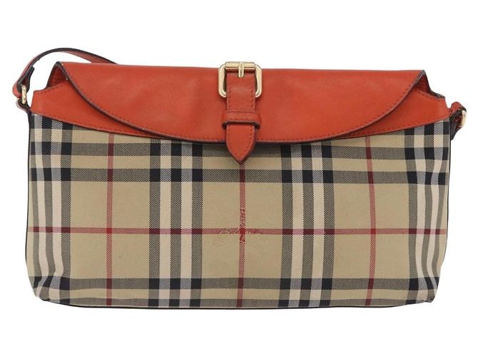 Borsa a tracolla BURBERRY Nova Check Canvas Beige Gold Auth ka5963A D'oro - vista 13