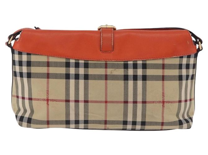 Borsa a tracolla BURBERRY Nova Check Canvas Beige Gold Auth ka5963A D'oro - vista 2