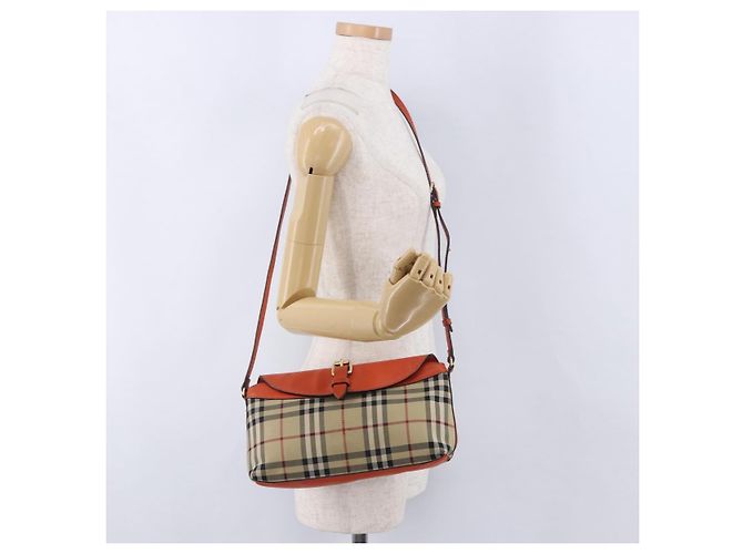 Borsa a tracolla BURBERRY Nova Check Canvas Beige Gold Auth ka5963A D'oro - vista 26