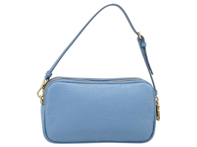 Pouch a mano Miu Miu in pelle azzurro e oro Auth 199107V D'oro Blu chiaro - vista 2