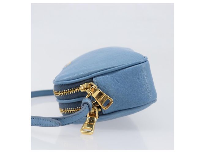 Pouch a mano Miu Miu in pelle azzurro e oro Auth 199107V D'oro Blu chiaro - vista 4