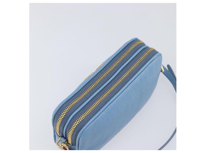Pouch a mano Miu Miu in pelle azzurro e oro Auth 199107V D'oro Blu chiaro - vista 6