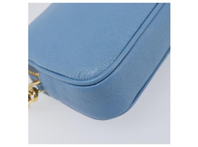 Pouch a mano Miu Miu in pelle azzurro e oro Auth 199107V D'oro Blu chiaro - vista 9