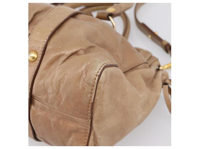 Borsa a mano Miu Miu Vitellolux 2way Brown Gold Auth 201908 Marrone D'oro - vista 10