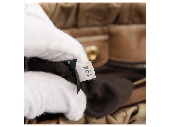 Borsa a mano Miu Miu Vitellolux 2way Brown Gold Auth 201908 Marrone D'oro - vista 12