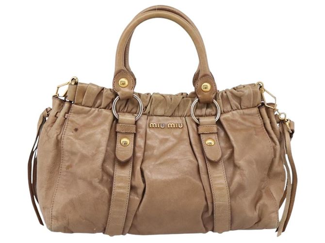 Borsa a mano Miu Miu Vitellolux 2way Brown Gold Auth 201908 Marrone D'oro - vista 13
