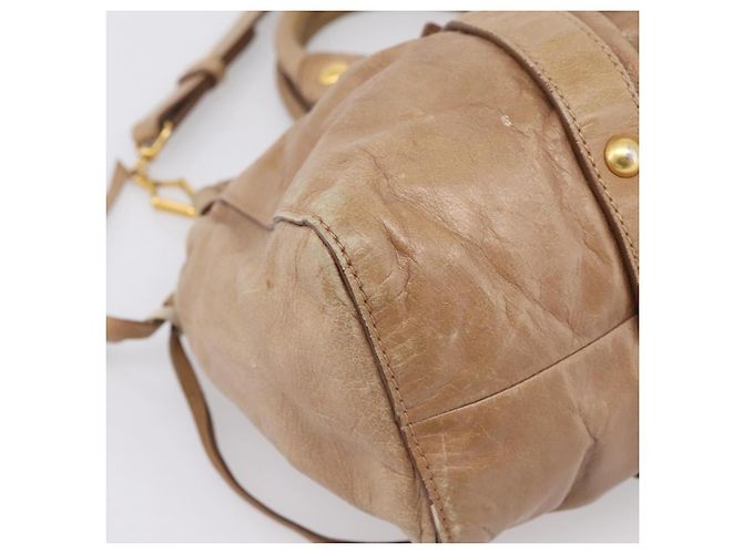 Borsa a mano Miu Miu Vitellolux 2way Brown Gold Auth 201908 Marrone D'oro - vista 15