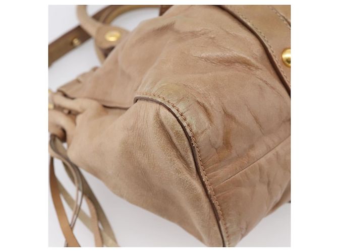 Borsa a mano Miu Miu Vitellolux 2way Brown Gold Auth 201908 Marrone D'oro - vista 17