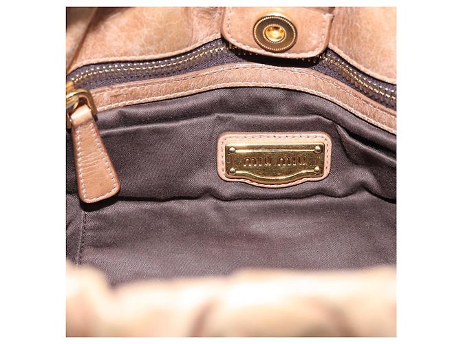 Borsa a mano Miu Miu Vitellolux 2way Brown Gold Auth 201908 Marrone D'oro - vista 18