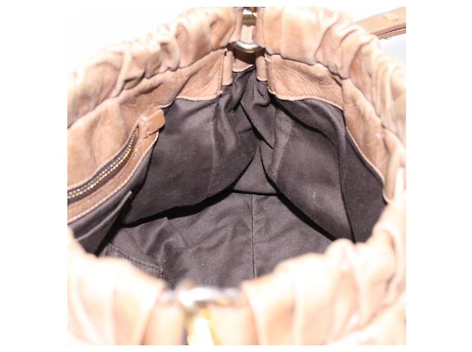 Borsa a mano Miu Miu Vitellolux 2way Brown Gold Auth 201908 Marrone D'oro - vista 19