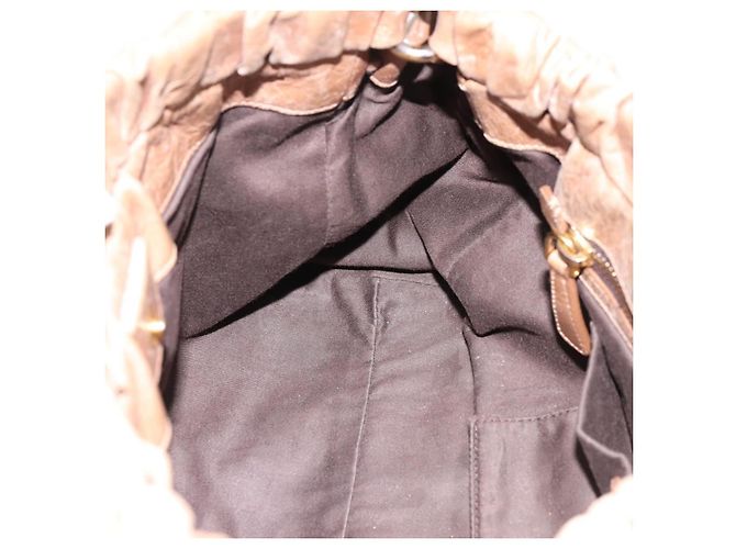 Borsa a mano Miu Miu Vitellolux 2way Brown Gold Auth 201908 Marrone D'oro - vista 20