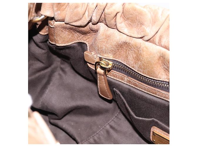 Borsa a mano Miu Miu Vitellolux 2way Brown Gold Auth 201908 Marrone D'oro - vista 21