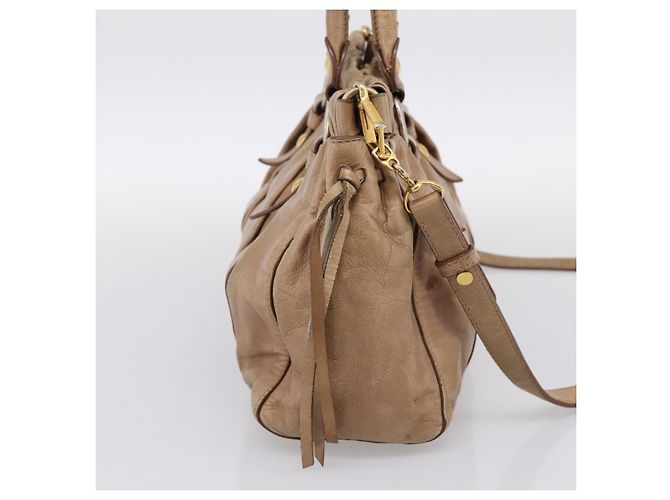Borsa a mano Miu Miu Vitellolux 2way Brown Gold Auth 201908 Marrone D'oro - vista 3