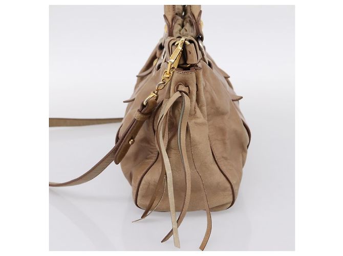 Borsa a mano Miu Miu Vitellolux 2way Brown Gold Auth 201908 Marrone D'oro - vista 4