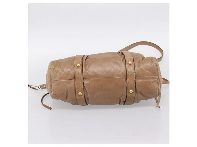 Borsa a mano Miu Miu Vitellolux 2way Brown Gold Auth 201908 Marrone D'oro - vista 5