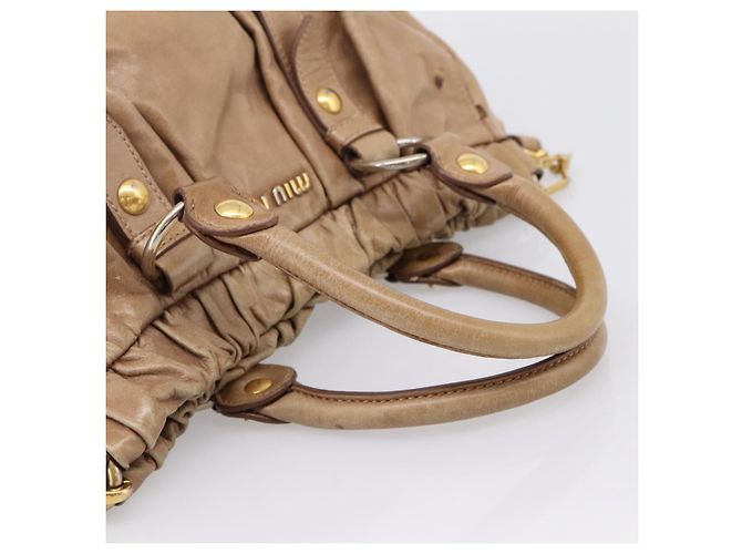Borsa a mano Miu Miu Vitellolux 2way Brown Gold Auth 201908 Marrone D'oro - vista 7