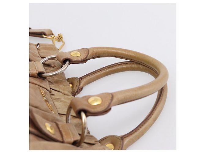 Borsa a mano Miu Miu Vitellolux 2way Brown Gold Auth 201908 Marrone D'oro - vista 8