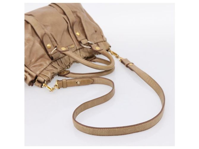 Borsa a mano Miu Miu Vitellolux 2way Brown Gold Auth 201908 Marrone D'oro - vista 9