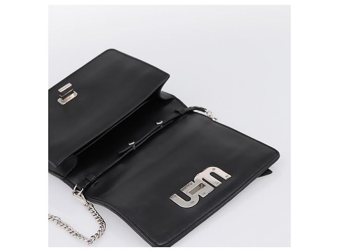 Borsa a tracolla Miu Miu Matelassé con catena in pelle nera argento Auth 202224A Nero - vista 10