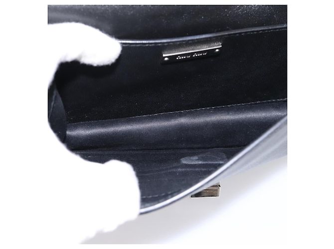 Borsa a tracolla Miu Miu Matelassé con catena in pelle nera argento Auth 202224A Nero - vista 11