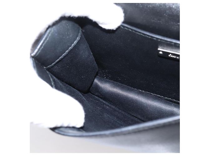 Borsa a tracolla Miu Miu Matelassé con catena in pelle nera argento Auth 202224A Nero - vista 21