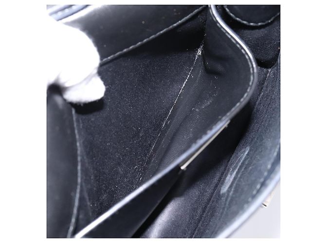 Borsa a tracolla Miu Miu Matelassé con catena in pelle nera argento Auth 202224A Nero - vista 22