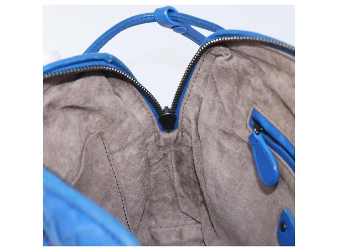 Borsa a tracolla BOTTEGA VENETA INTRECCIATO in pelle blu Auth 201989V - vista 21