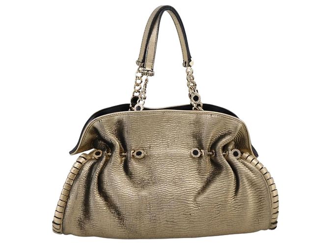 Bulgari Borsa a mano con catena BVLGARI in pelle tono oro Auth bs36845 - vista 2
