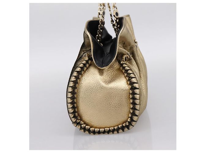 Bulgari Borsa a mano con catena BVLGARI in pelle tono oro Auth bs36845 - vista 3