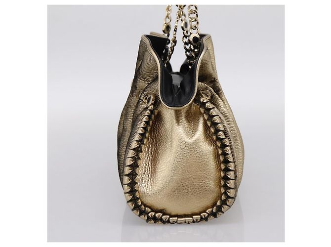 Bulgari Borsa a mano con catena BVLGARI in pelle tono oro Auth bs36845 - vista 4